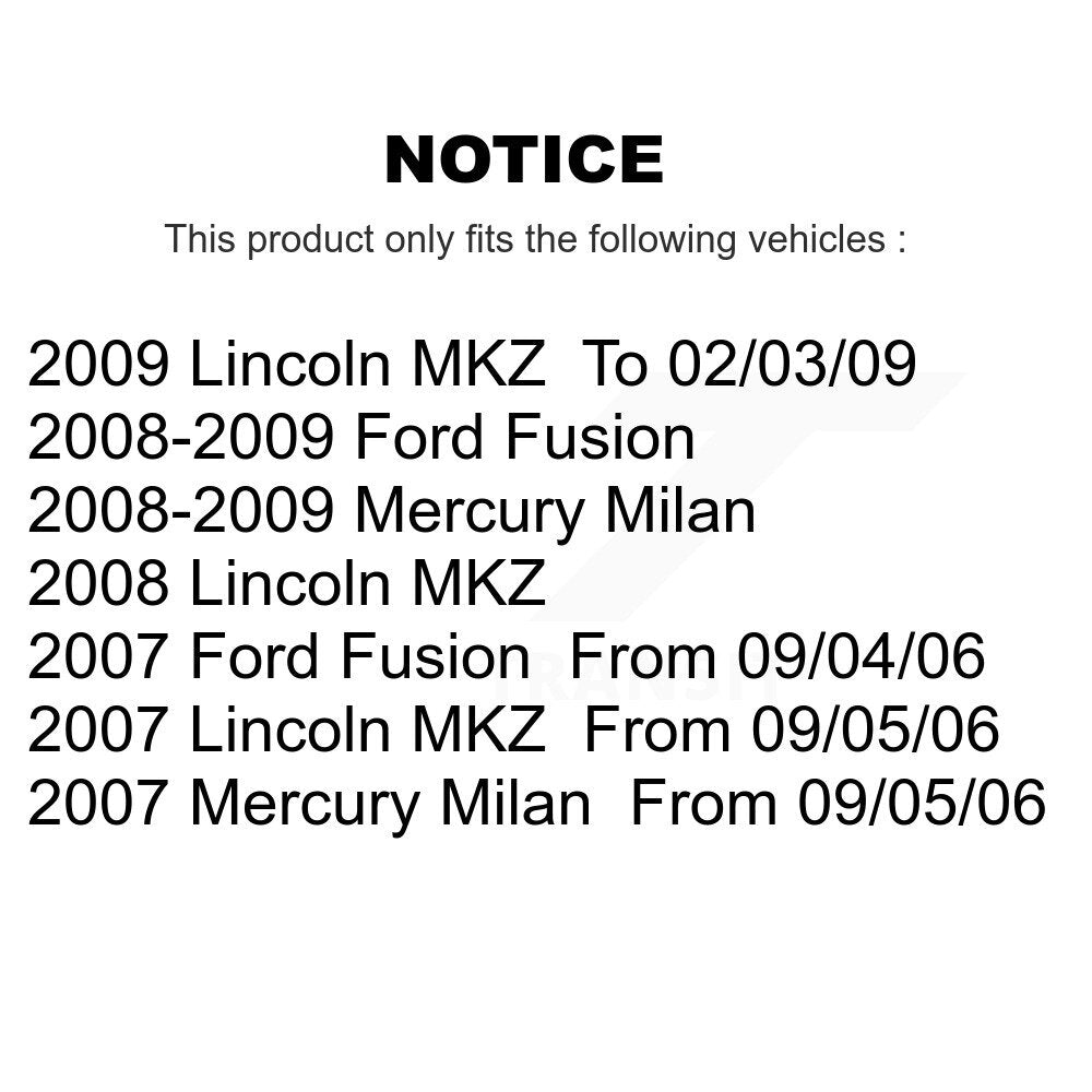 [Avant] Kit d'ensemble de bras de suspension et joint à rotule pour Ford Fusion Lincoln MKZ Mercury Milan KTR-103255