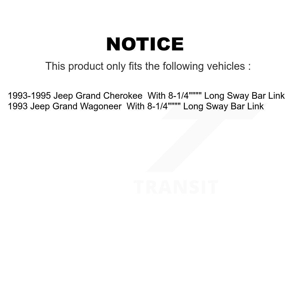 [Avant et Arrière] Kit de biellette de barre stabilisatrice de suspension pour Jeep Grand Cherokee Wagoneer KTR-103276