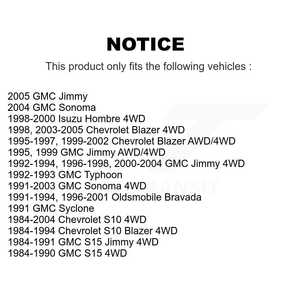 [Avant] Kit d'ensemble de bras de suspension et joint à rotule pour Chevrolet S10 Blazer GMC Sonoma Jimmy Oldsmobile Bravada S15 Isuzu Hombre Typhoon Syclone KTR-103356