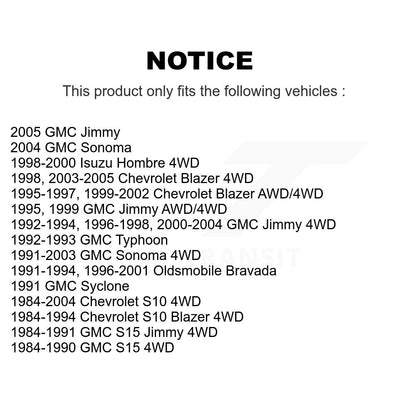 [Avant] Kit d'ensemble de bras de suspension et joint à rotule pour Chevrolet S10 Blazer GMC Sonoma Jimmy Oldsmobile Bravada S15 Isuzu Hombre Typhoon Syclone KTR-103356