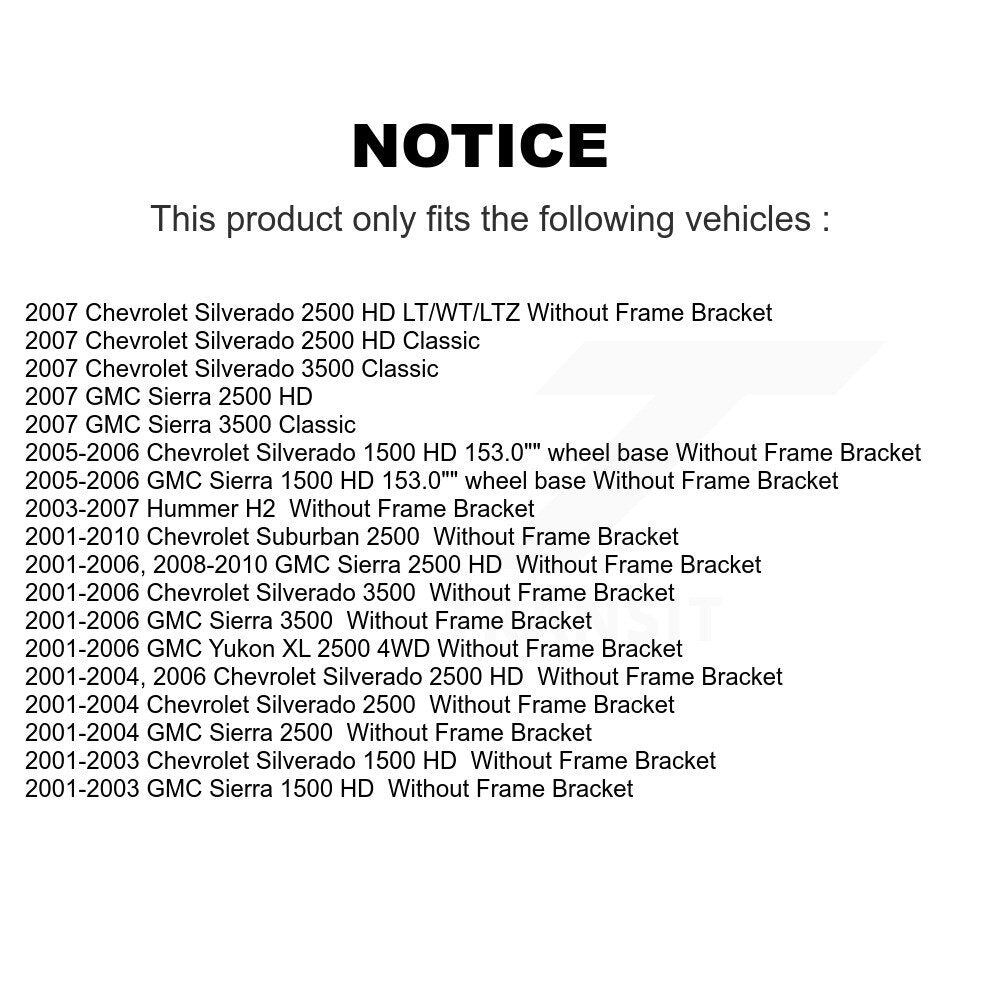[Avant] Kit d'ensemble de bras de suspension et joint à rotule pour Chevrolet Silverado 2500 HD GMC Sierra 3500 Hummer H2 Classic 1500 Suburban Yukon XL KTR-103410