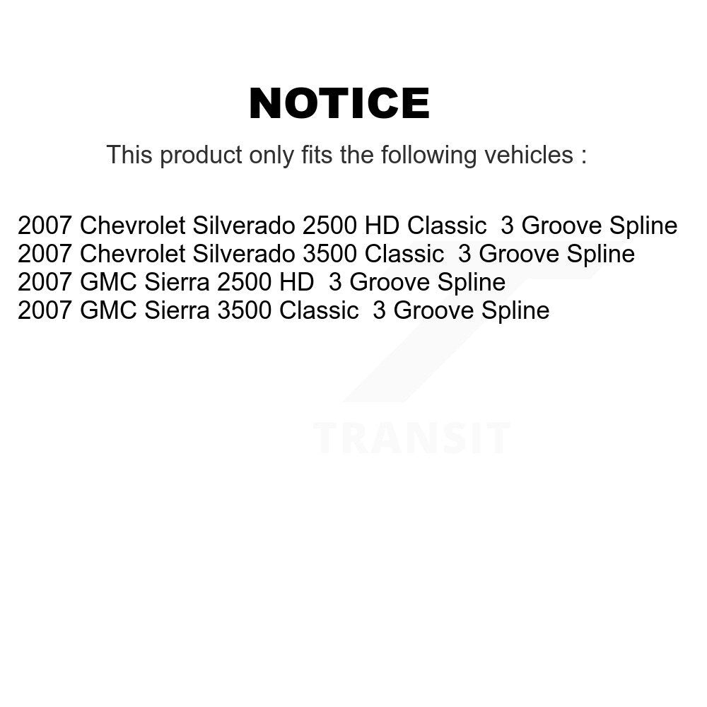 [Avant] Kit d'ensemble de bras de suspension et joint à rotule pour 2007 Chevrolet Silverado 2500 HD Classic GMC Sierra 3500 3 Groove Spline KTR-103411