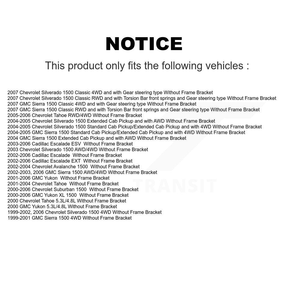 [Avant] Kit d'ensemble de bras de suspension et joint à rotule pour Chevrolet Silverado 1500 GMC Tahoe Sierra Suburban Yukon XL Avalanche Cadillac Classic Escalade ESV EXT KTR-103432