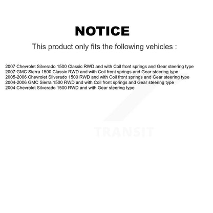 [Avant] Kit d'ensemble de bras de suspension et joint à rotule pour Chevrolet Silverado 1500 GMC Sierra Classic KTR-103491