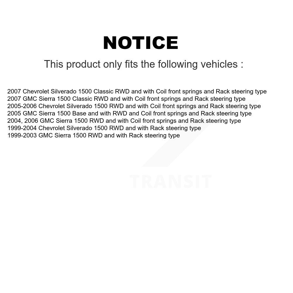 [Avant] Kit d'ensemble de bras de suspension et joint à rotule pour Chevrolet Silverado 1500 GMC Sierra Classic KTR-103503