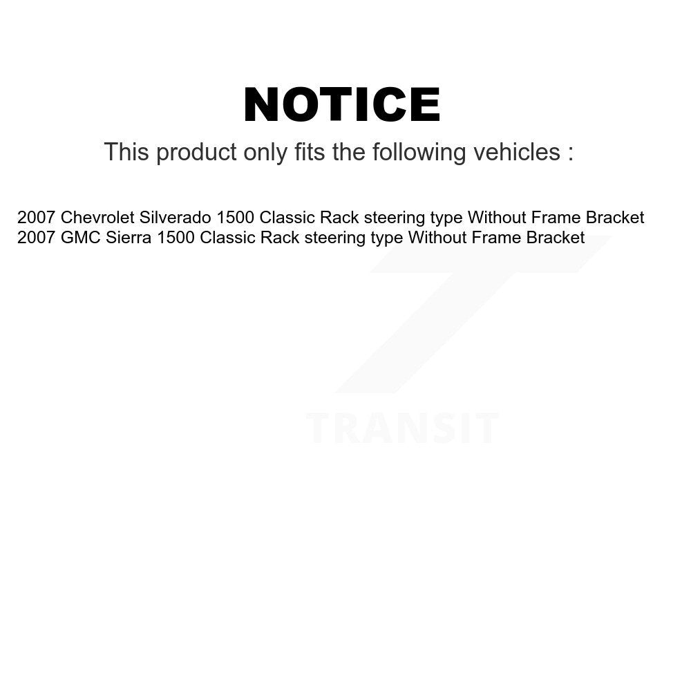 [Avant] Kit d'extrémité de biellette de direction pour 2007 Chevrolet Silverado 1500 Classic GMC Sierra sans Frame Bracket Rack steering type KTR-103969