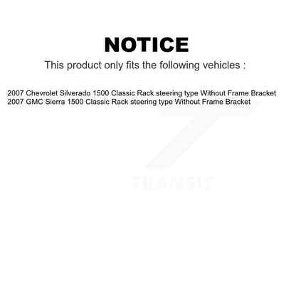 [Avant] Kit d'extrémité de biellette de direction pour 2007 Chevrolet Silverado 1500 Classic GMC Sierra sans Frame Bracket Rack steering type KTR-103969
