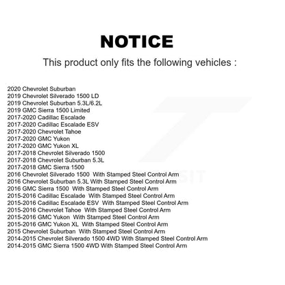 [Avant] Kit d'ensemble de bras de suspension et joint à rotule pour Chevrolet Silverado 1500 GMC Sierra Tahoe Yukon Cadillac XL Suburban Escalade ESV LD Limited KTR-104106