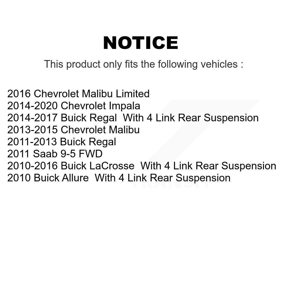 [Arrière] Kit de biellette de barre stabilisatrice de suspension pour Chevrolet Buick Malibu Impala LaCrosse Regal Saab KTR-104168