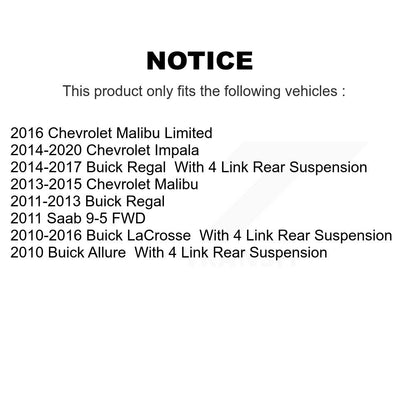 [Arrière] Kit de biellette de barre stabilisatrice de suspension pour Chevrolet Buick Malibu Impala LaCrosse Regal Saab KTR-104168