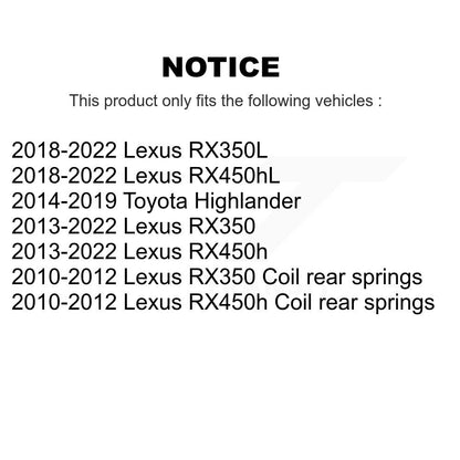 [Avant et Arrière] Kit de biellette de barre stabilisatrice de suspension pour Lexus RX350 Toyota Highlander RX450h RX350L KTR-104279
