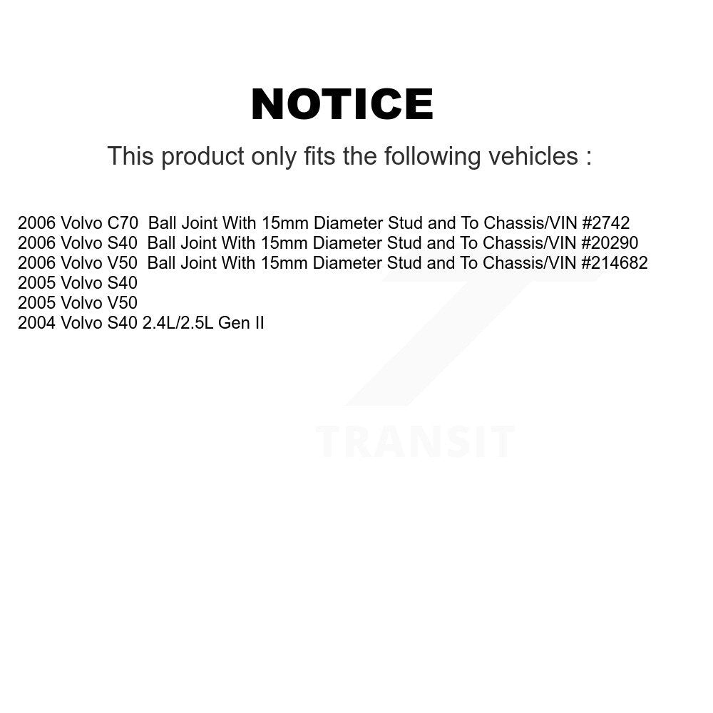 [Avant] Ensemble de bras de suspension et joint à rotule pour Volvo S40 V50 C70 KTR-104416