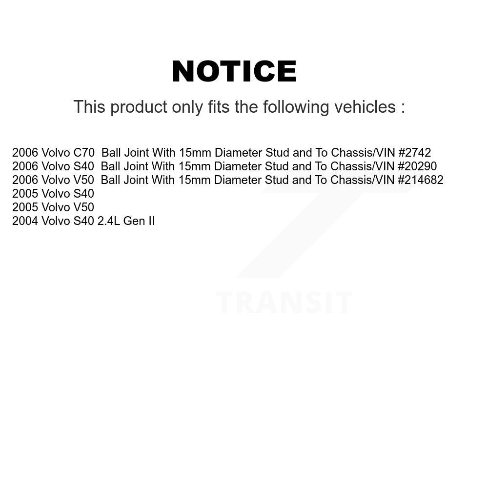 [Avant] Ensemble de bras de suspension et joint à rotule pour Volvo S40 V50 C70 KTR-104473