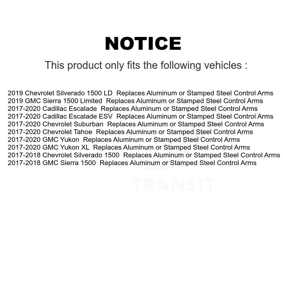 [Avant] Ensemble de bras de suspension et joint à rotule pour Chevrolet GMC Sierra 1500 Silverado Tahoe LD KTR-104546
