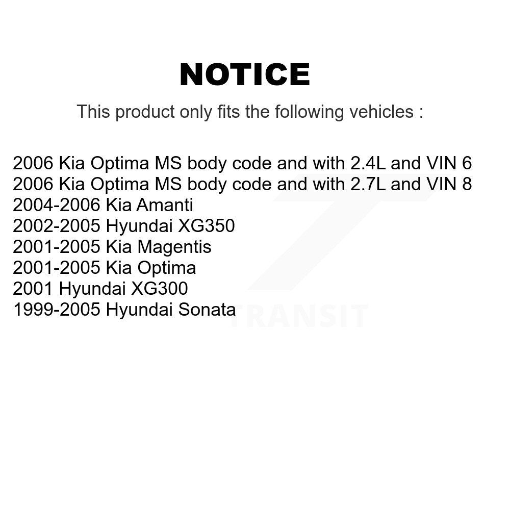 [Avant et Arrière] Kit de biellette de barre stabilisatrice de suspension pour Hyundai Sonata Kia Amanti Optima XG350 XG300 KTR-104571